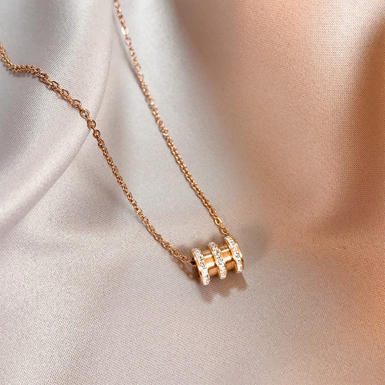 Diamond small waist titanium steel rose gold women's necklace