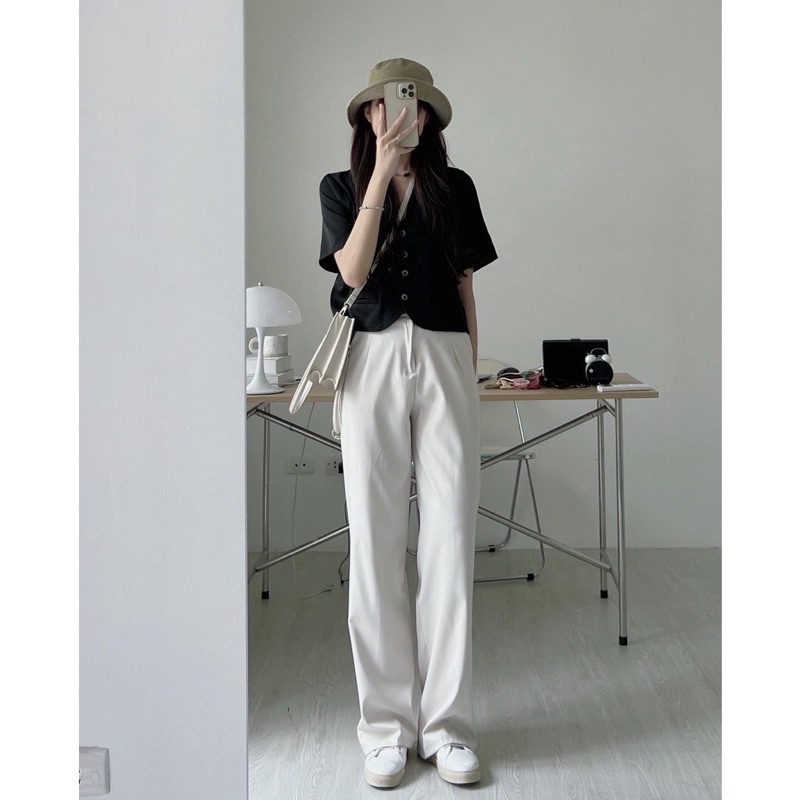 Áo khoác blazer dáng croptop tay ngắn gài cúc - Choose Mie