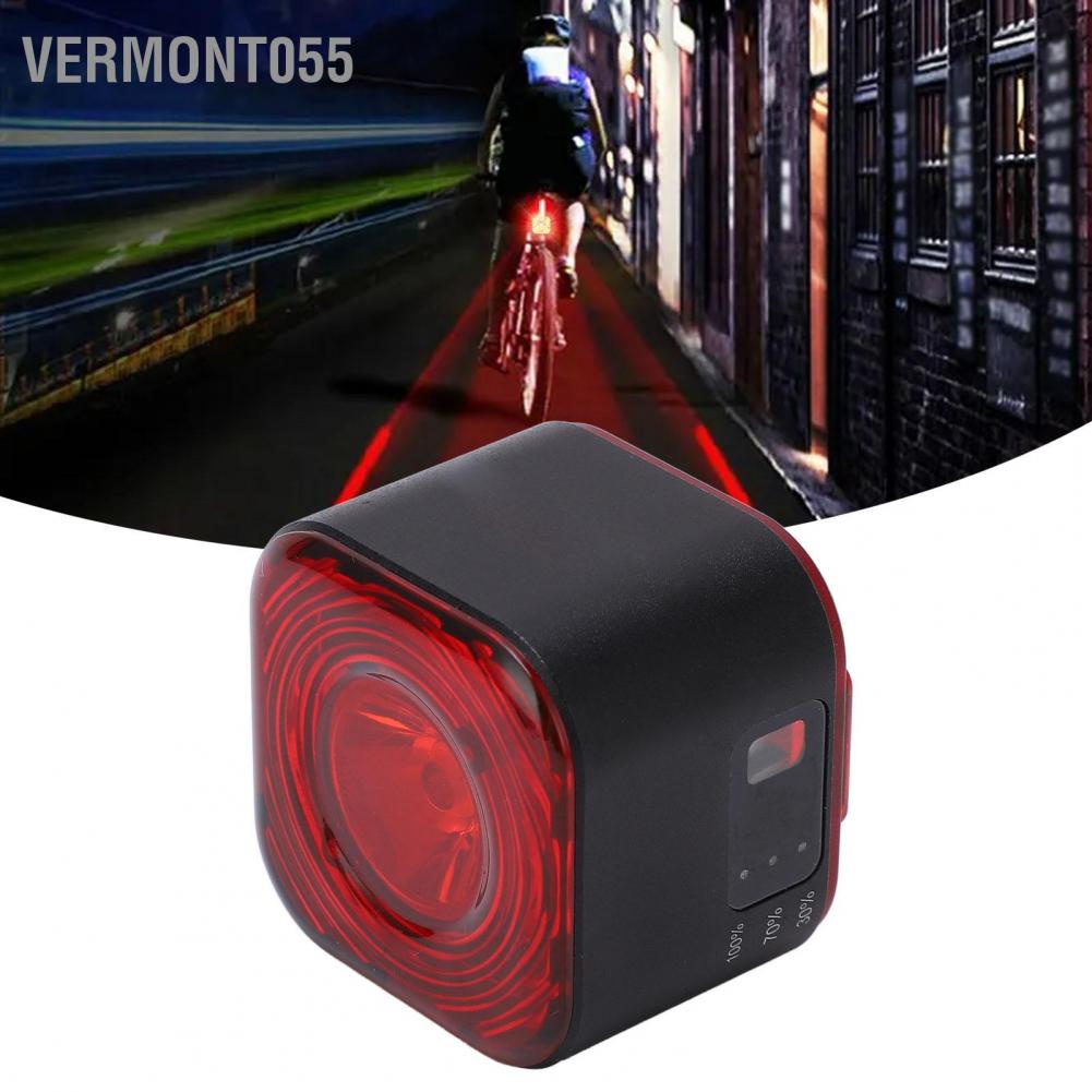 Vermont055 Smart Bike Tail Light IPX6 Waterproof USB Rechargeable Intelligent Induction Bicycle Rear for Mountain Road Bikes
