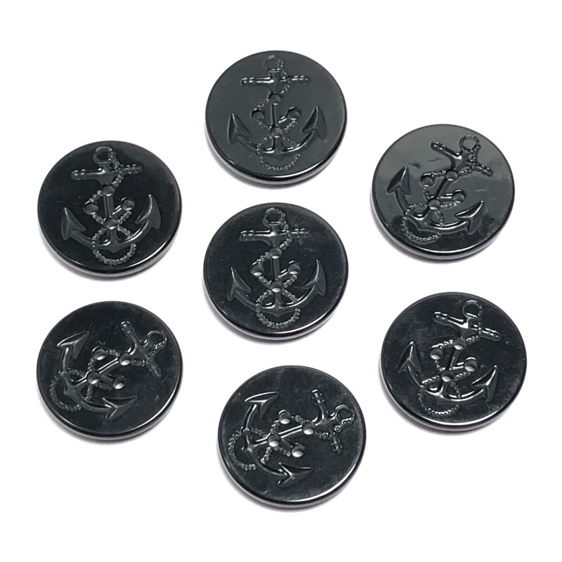 5 cái - Nút lớn 3cm loại nhựa tốt bóng đẹp khắc hoa văn mỏ neo tinh xảo dùng trang trí áo khoác, đầm, quần, sp handmade