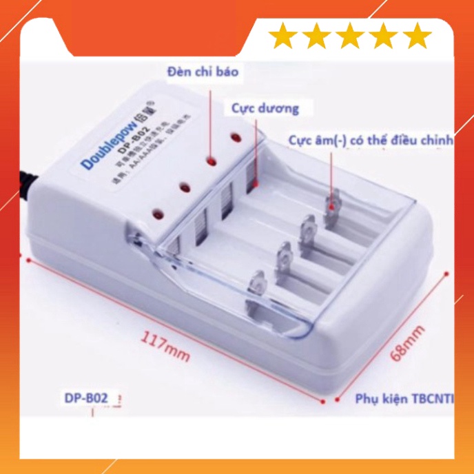 Sạc pin Doublepow DP-B02 kèm 4 pin tiểu sạc Doublepow AA 1200mAh