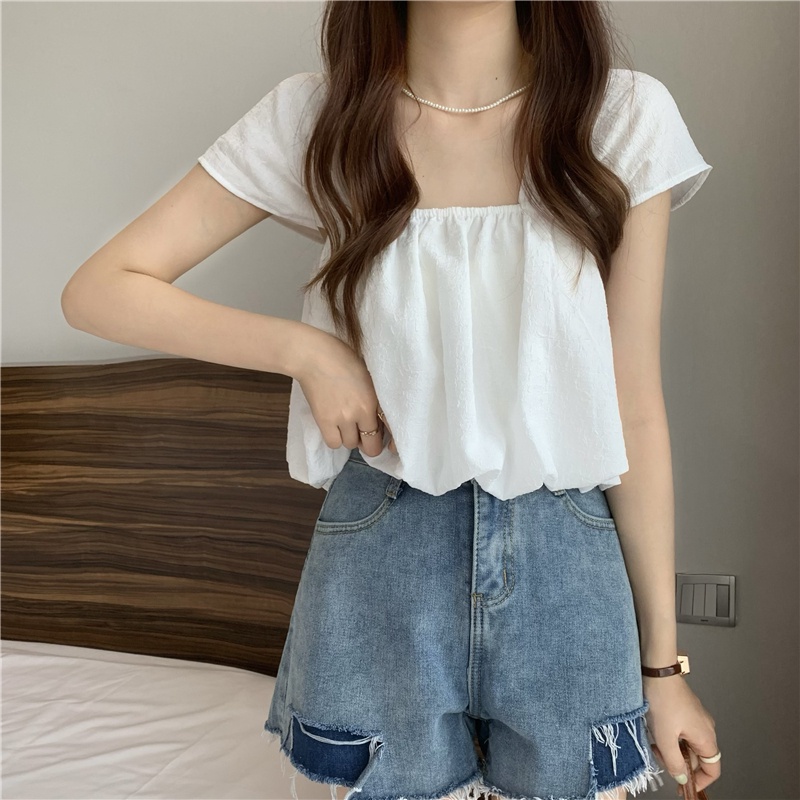 2 Áo cổ vuông xanh, trắng, mơ 5