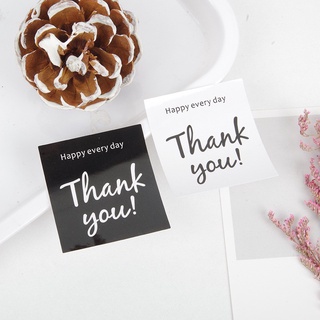 Set 60 Miếng Dán In Chữ Thank You Hình Vuông Màu Trắng Đen Trang Trí Sinh Nhật DIY