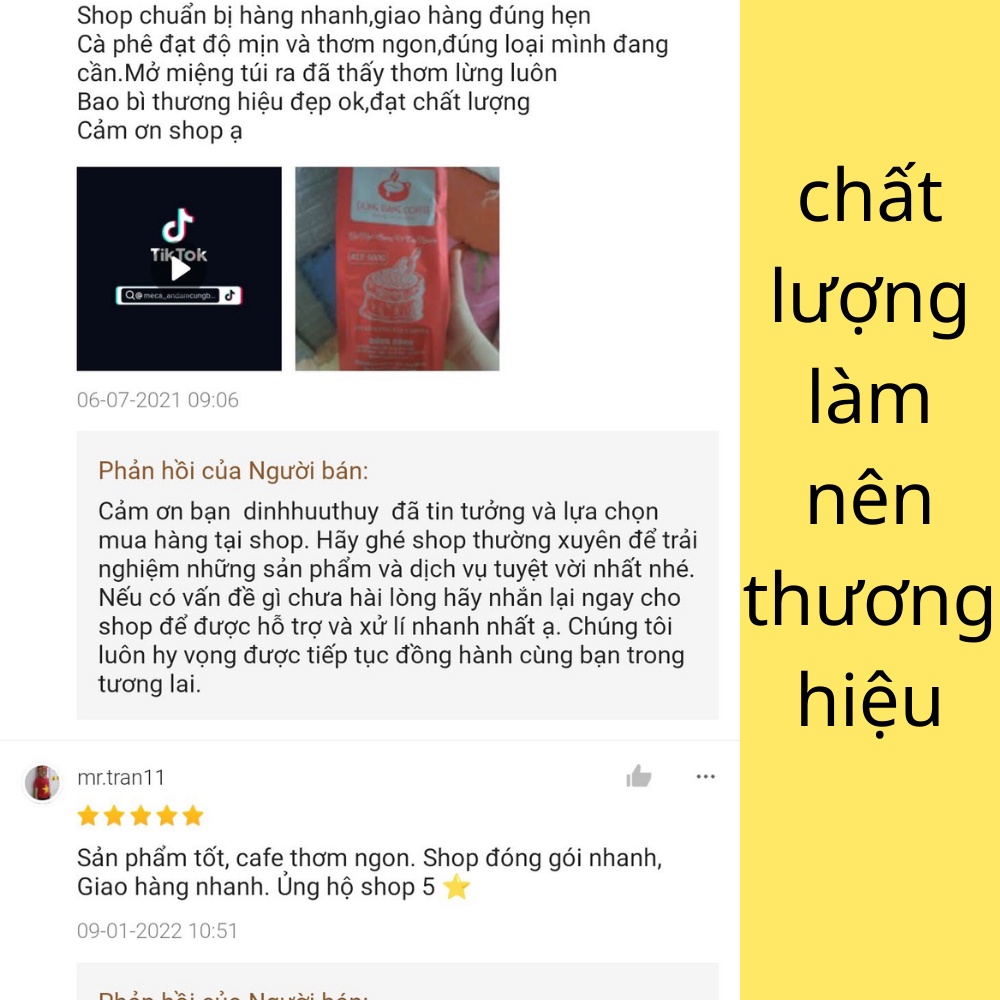 Cà Phê - Thưởng Hạng DŨNG ĐẶNG - Thơm Đậm Sánh - Pha Phin - Ngon - Chất Lượng- Gói 500g