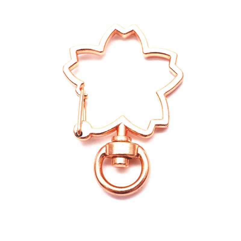 ❀ 5Pcs DIY Keychain Cherry Flower Metal Snap Hook Lobster Clasps Lanyard Keyrings