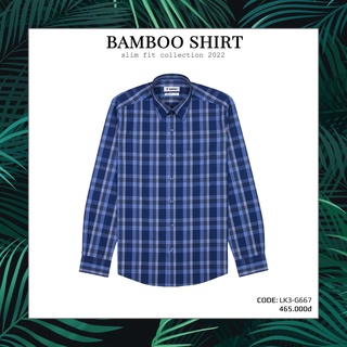 Áo Sơ Mi Dài Tay Sọc Caro Bamboo Vĩnh Tiến Slim Fit Vạt Bầu 465 - G667