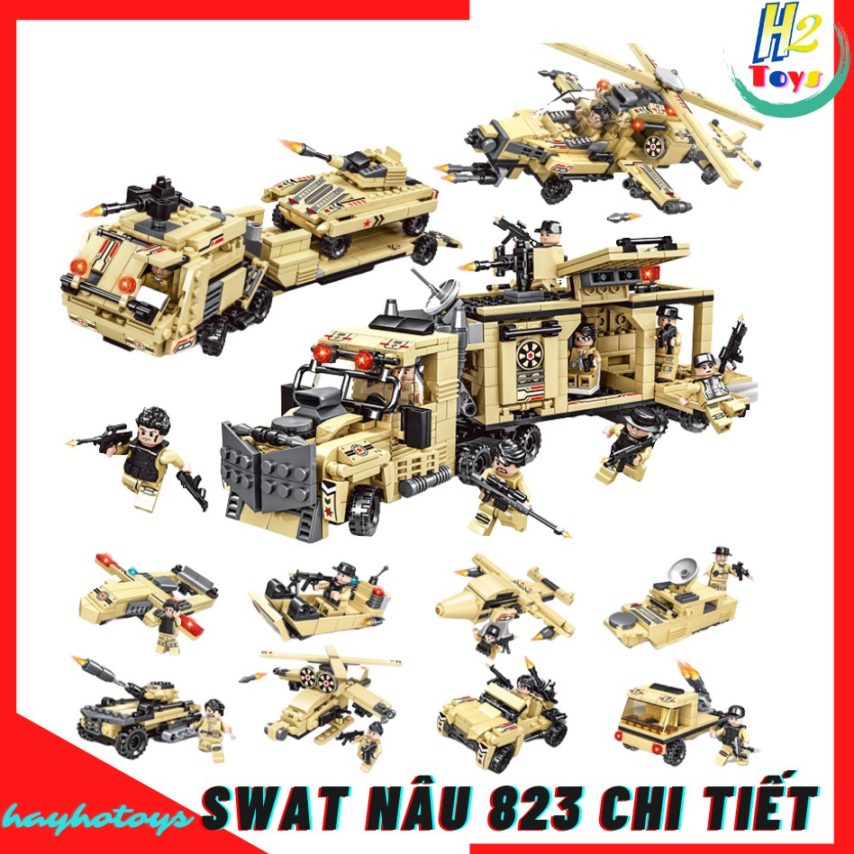 Bộ đồ chơi lắp ráp Lego Cảnh Sát Đặc Nhiệm, Lego SWAT gồm Máy bay / Xe Tăng quân sự