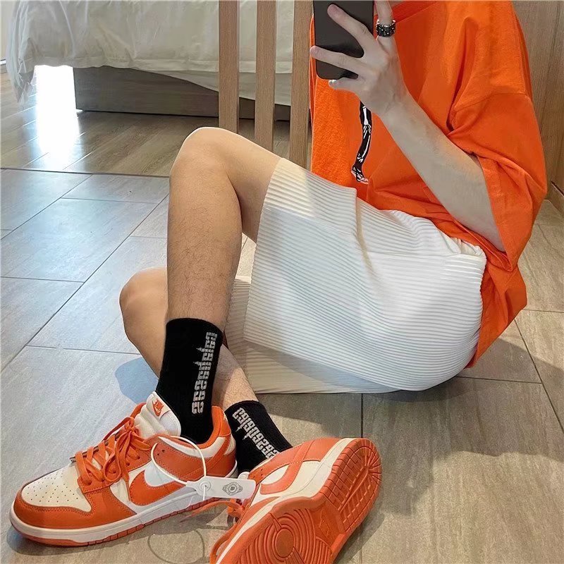 Quần Short Thể Thao Vải Lụa Lạnh Xếp Ly Màu Trơn Nhanh Khô Thời Trang Mùa Hè Cho Nam