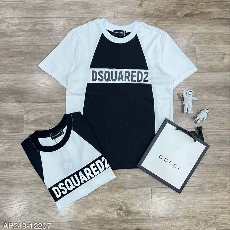 Áo Phông Cổ Tròn In DSQ 2 Phối Màu Trắng Đen AP249