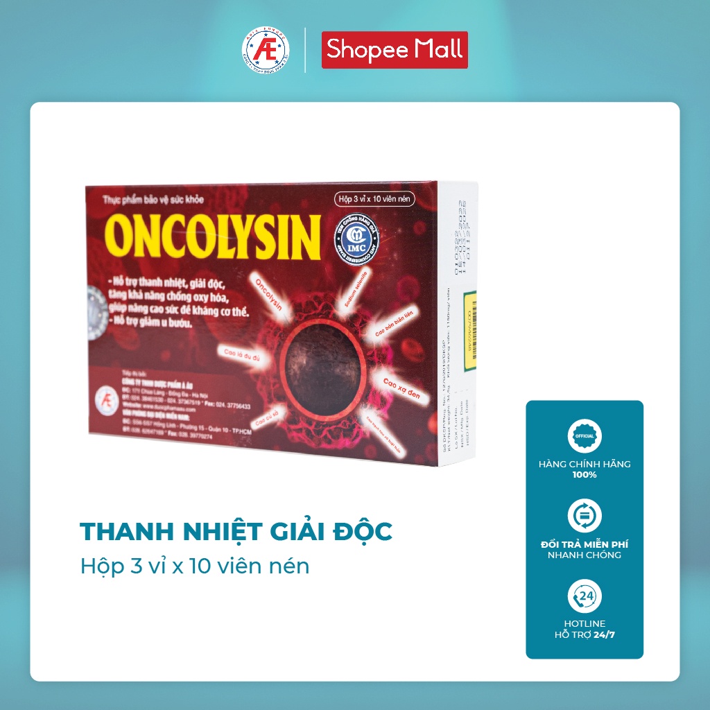 Oncolysin giảm nguy cơ u bướu tăng cường sức đề kháng hộp 30 viên DƯỢC PHẨM Á ÂU