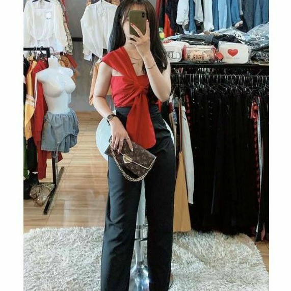 Áo nơ bắt chéo đủ màu vải kate siêu sang