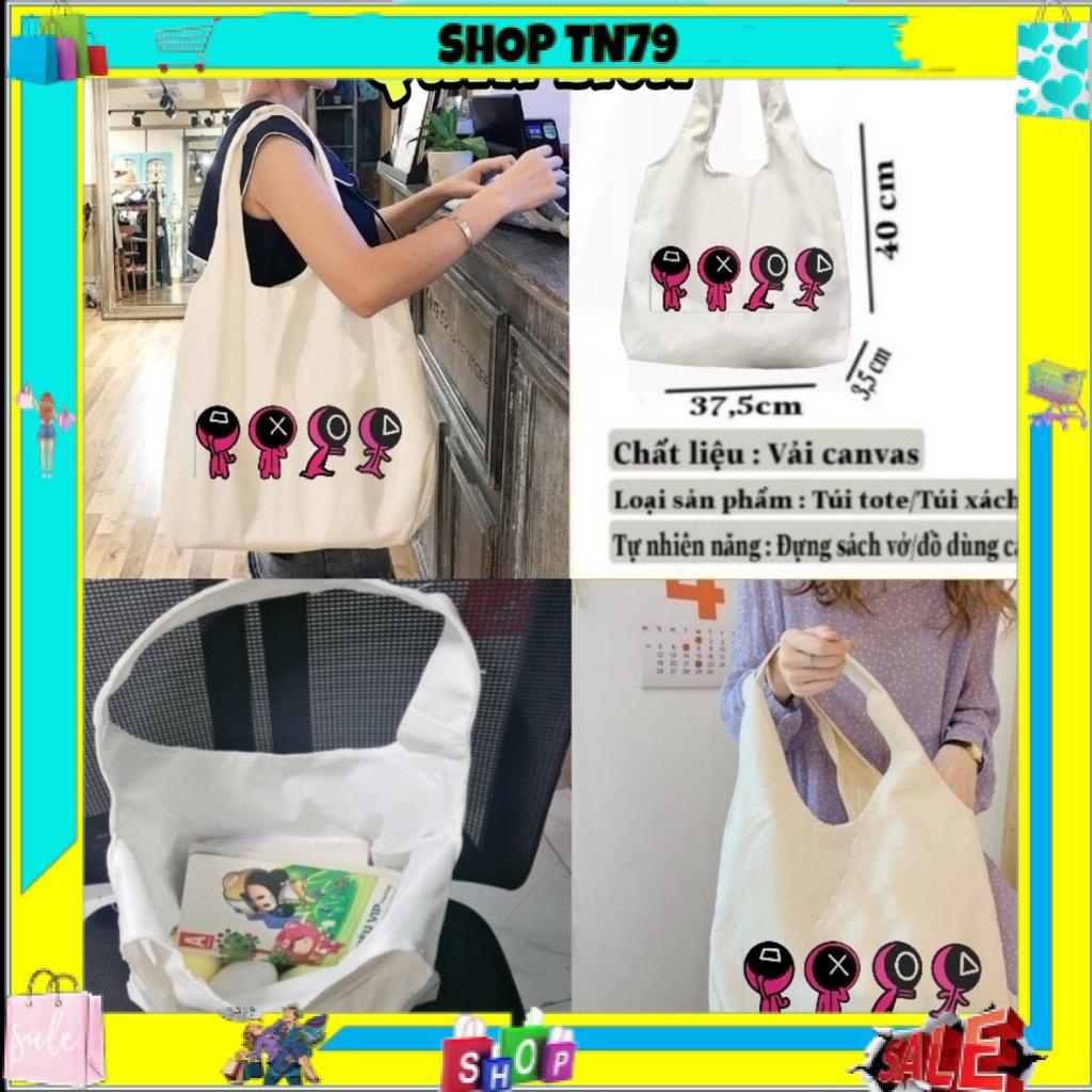 Túi tote vải canvas đeo vai rẻ đẹp phong cách Hàn Quốc đi học , đi chơi kute M-1