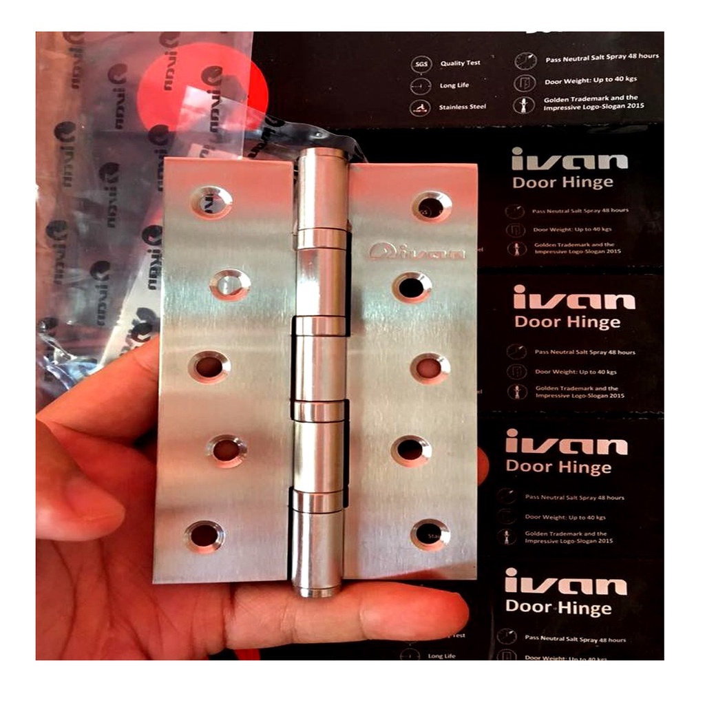Bản lề inox IVAN 100 dày 3mm (1 Hộp 2 Cái )