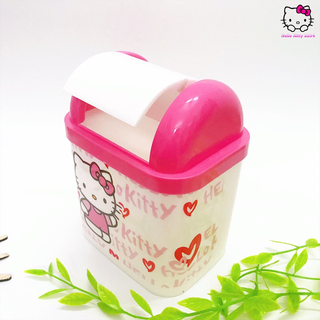 🌸🌸Thùng rác loại to cao cấp nắp lật tiện lợi, dễ thương Hello Kitty