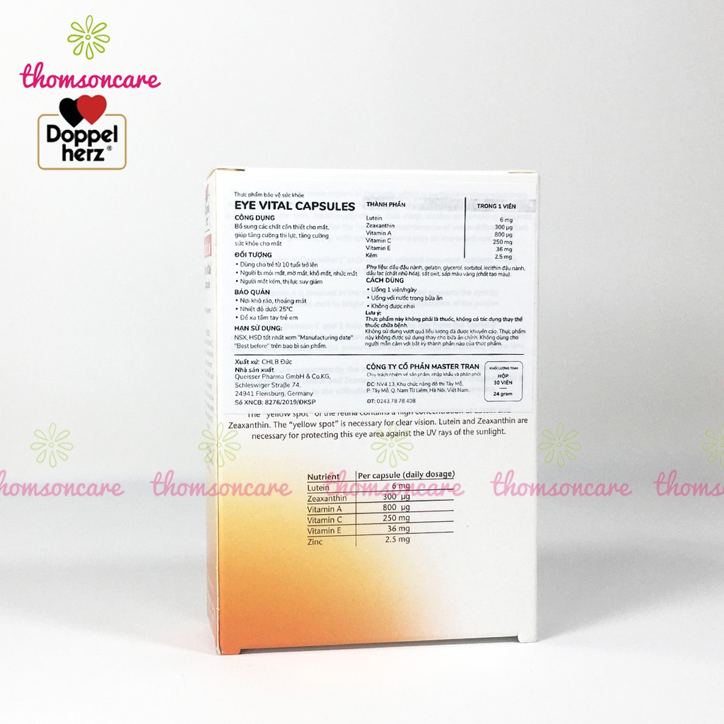 Viên sáng mắt Aktiv Eye Vital của Doppelherz Aktiv từ Đức, giảm mỏi mắt, bổ mắt từ vitamin A, lutein | BigBuy360 - bigbuy360.vn
