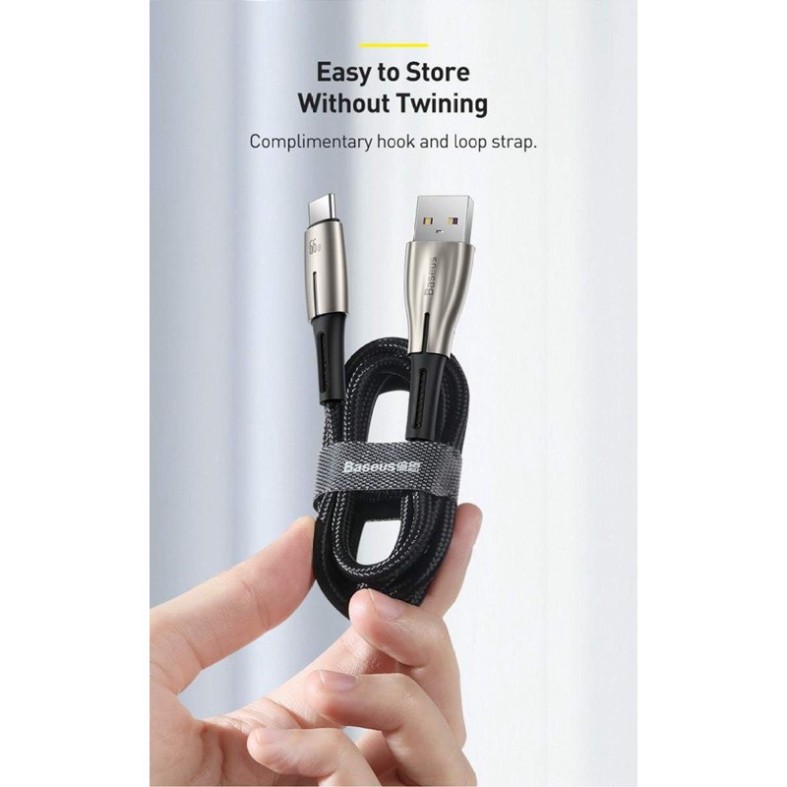 Cáp sạc siêu nhanh báo đèn USB Type-C Baseus Water drop-Shaped Lamp 66w cho Huawei Mate, Samsung, Xiaomi