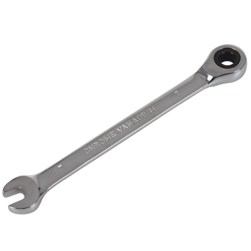 Steel Fixed Head Ratcheting Ratchet Spanner Gear Wrench Open End & Ring Size, 7mm