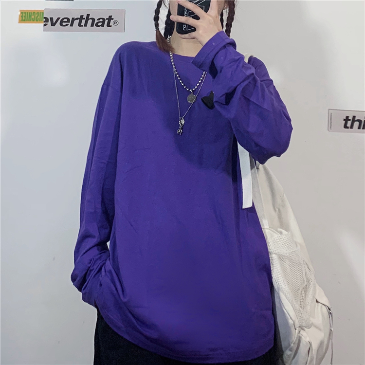 Áo Thun Trơn Cổ Tròn Dài Tay Phong Cách Hàn Quốc 228606 | BigBuy360 - bigbuy360.vn