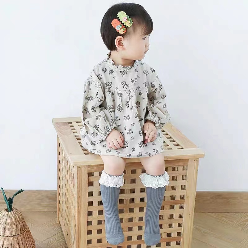 Vớ Cotton Phối Ren Lưới Mỏng Thoáng Khí Thời Trang Xuân Thu Dành Cho Bé Gái