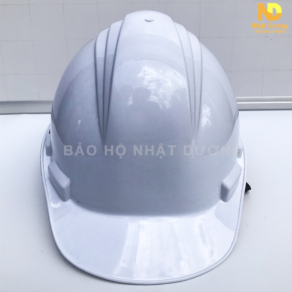 Mũ bảo hộ lao động khóa vặn lót xốp màu trắng N03, Nón bảo hộ lao động Nhật Dương cho công trình