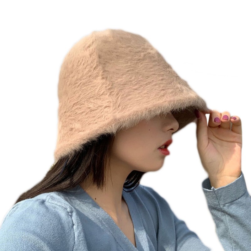 Nón xô phối lông thú thời trang mùa đông cho nữ