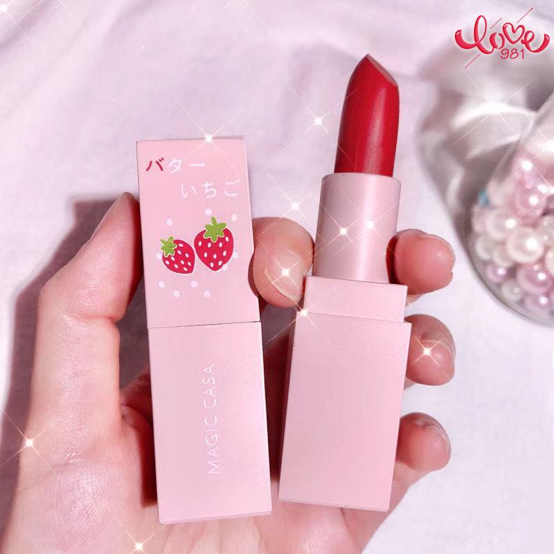 (hàng Mới Về) Son Môi Dưỡng Ẩm Chống Nước Chống Mồ Hôi Thiết Kế Vỏ Son Hình Quả Dâu Dễ Thương | BigBuy360 - bigbuy360.vn