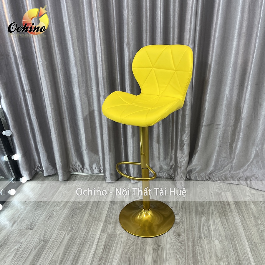 Ghế Quầy Lễ Tân, Ghế Quầy Bar Mẫu KIM CƯƠNG Chân Vàng K1 Tĩnh Điện Điều Chỉnh Độ Cao 60/80 Và Xoay 360 Độ