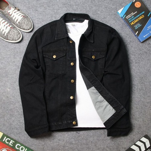 Áo Khoác Jean Nam Nữ Áo Jean 💖Bò Rin Form rộng Unisex BASIC Đen Trơn Cao Cấp loại 1 chuẩn VNXK