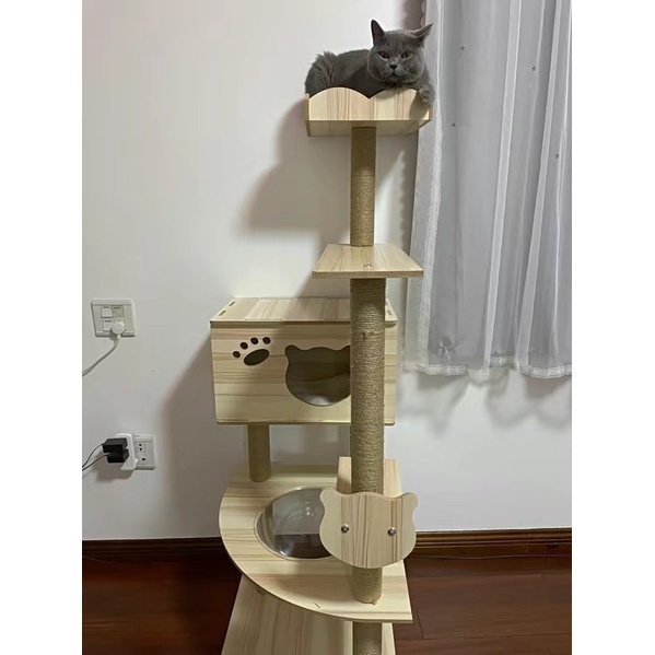 Sẵn M3- Cattree gỗ cao 157cm cho mèo chắc chắn, bền đẹp