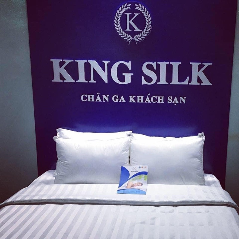 Bộ Chăn Ga KingSilk tiêu chuẩn Khách Sạn 5 Sao.Chất Liệu Cotton Trắng Sọc 3cm T400 cao cấp