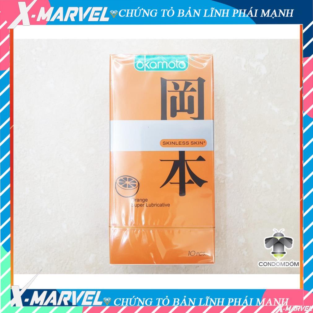 Bao Cao Su Siêu mỏng nhiều gel bôi trơn Okamoto Orange hương cam