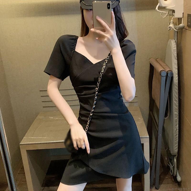 Đầm cổ vuông tay phồng cỡ nhỏ thời trang gợi cảm cho nữ