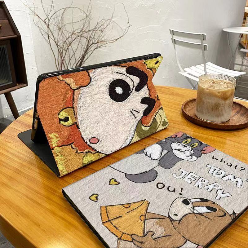Bao Da Máy Tính Bảng In Hình TOM Và JERRY Cho apple ipad mini12345 ipad air 9.7inch 10.2inch 10.5inch 10.9inch