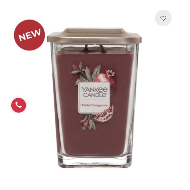 Nến ly vuông Elevation Yankee Candle size L - Holiday Pomegranate (552g)