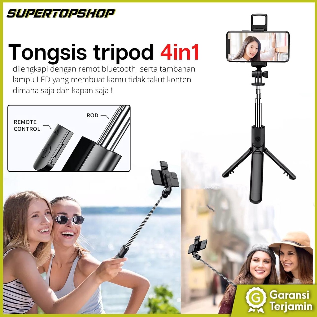 Gậy Tự Sướng 4 Trong 1 Có Đèn led Và Điều Khiển bluetooth