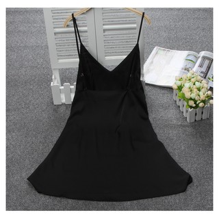 Đầm ngủ 2 dây gợi cảm phi lụa trơn mát TK1198 màu hồng phấn, đỏ đô, đen