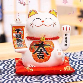 Mèo Thần Tài , mèo may mắn Sử dụng năng lượng mặt trời bằng sứ cao cấp - Phật Giáo Tường Thuận