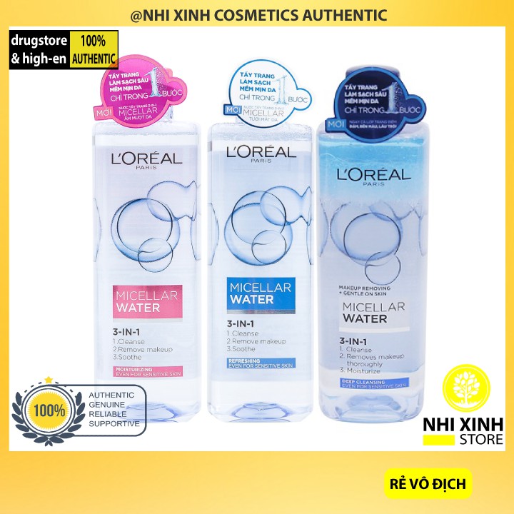 [GIÁ HỦY DIỆT] Nước tẩy trang Loreal - L'Oreal Paris 3-in-1 Micellar Water 400ML