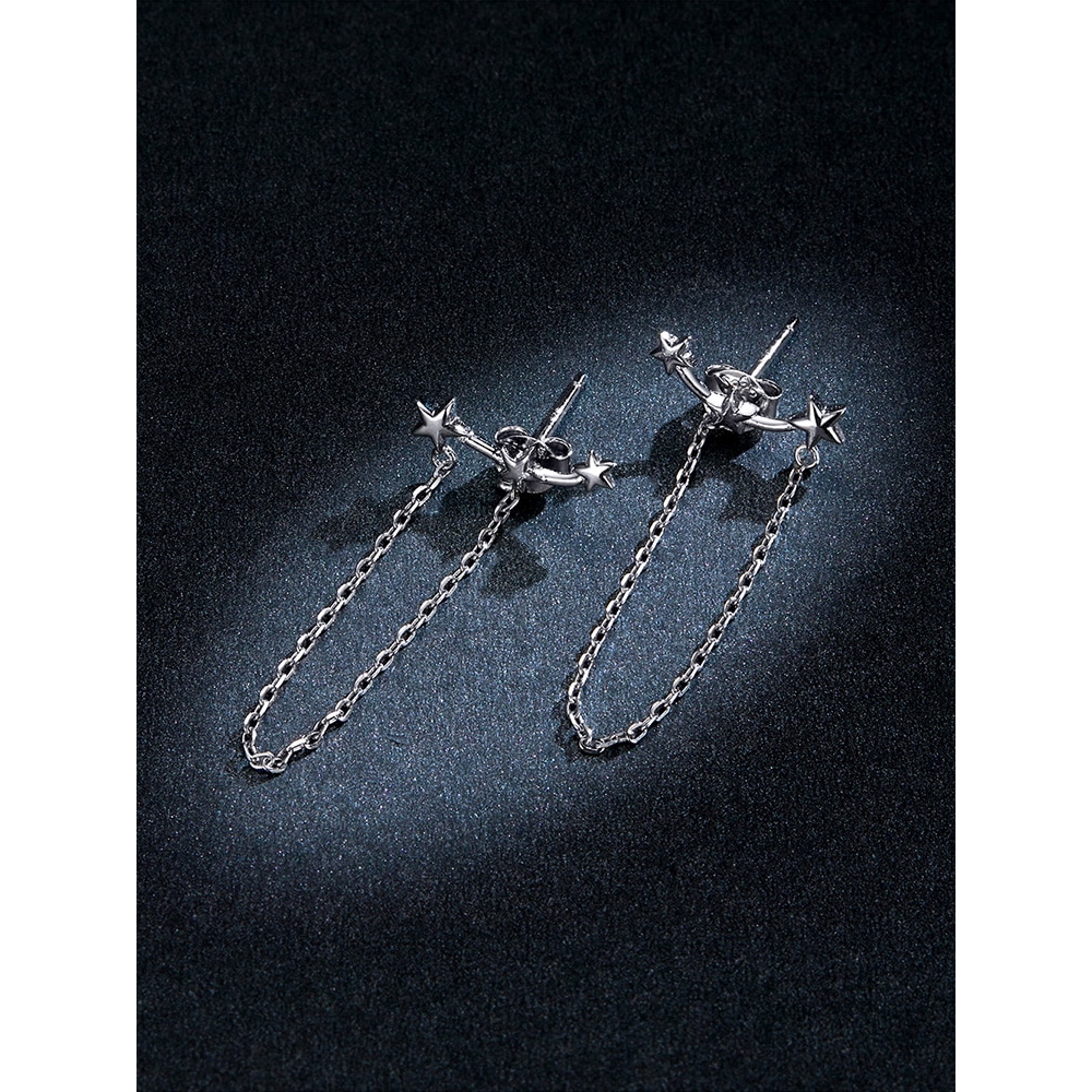 Đôi Bông Tai Bamoer Dáng Dài Tua Rua Bằng Bạc S925 Thời Trang Cho Nữ