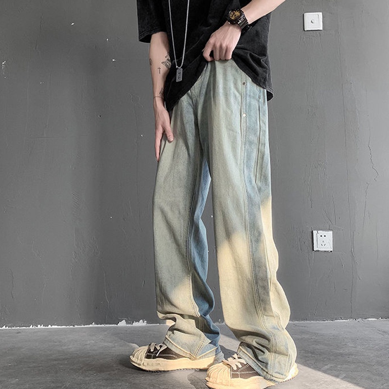 Quần Jeans Dài Ống Rộng Phong Cách retro Hàn Quốc Cho Nam
