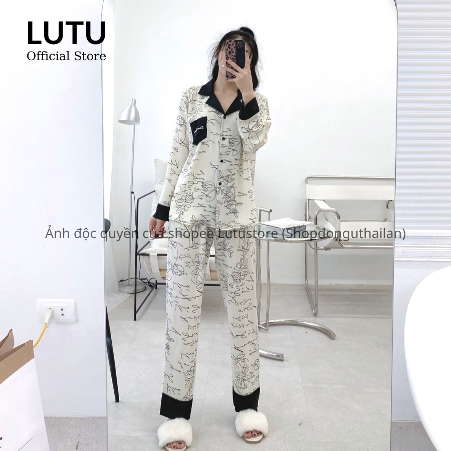 Bộ Pijama Lụa Dài Tay Cao Cấp Chất Lụa Mềm Mịn Không Nhăn Hàng Thiết Kế