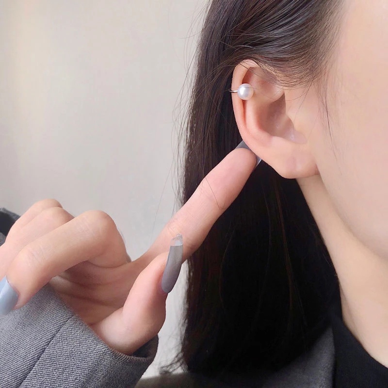 1 Khuyên Kẹp Vành Tai Đính Hạt Ngọc Trai Không Xỏ Dành Cho Nữ