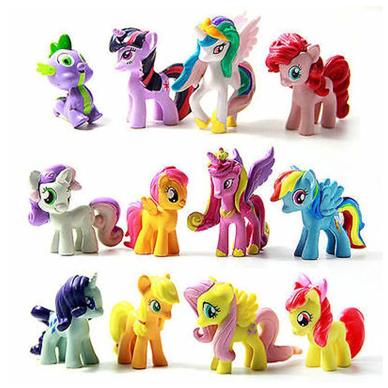 Set 12 Mô Hình Ngựa Pony Bằng Pvc Dùng Trang Trí Bánh Kem