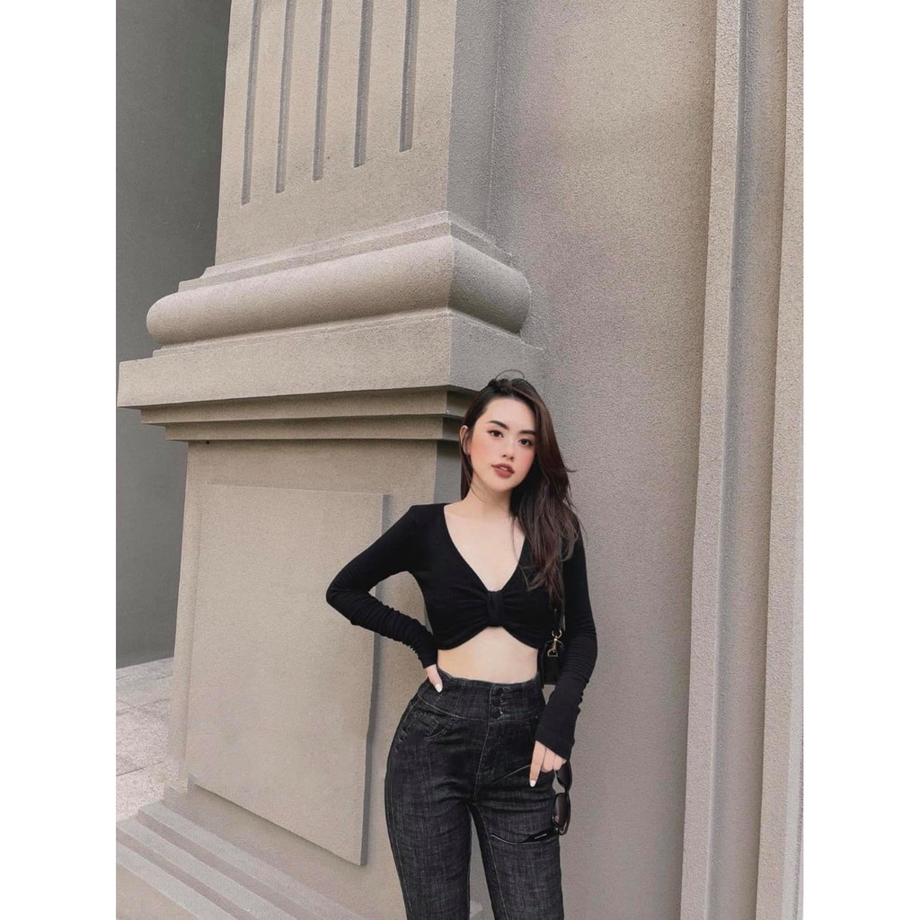 Quần jean trơn 2 nút ống loe 143_CHIBEST_J143