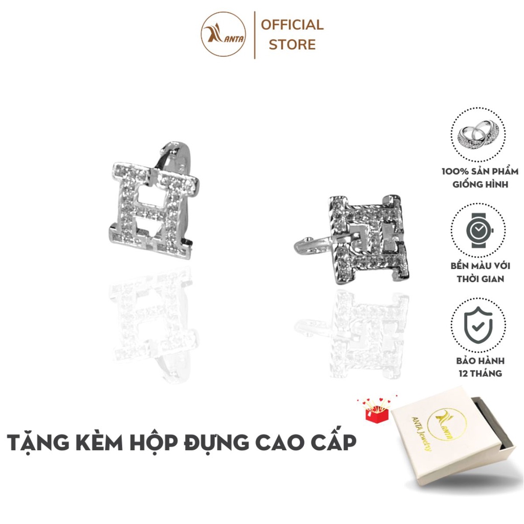 Bông tai bạc nữ kiểu dáng chữ H sang trọng Trang Sức 𝐀𝐍𝐓𝐀 𝐉𝐞𝐰𝐞𝐥𝐫𝐲 - ATJ8055