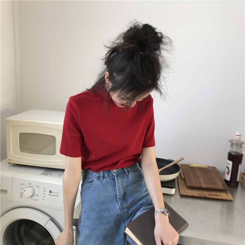 Áo Thun Nữ Cao Cấp Cổ Trụ Tay Lỡ Trơn Màu Cá Tính Kiểu Dáng Trẻ Trung Thời Trang Sugal TOP NU 001