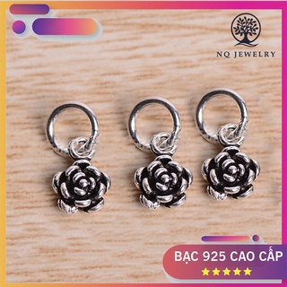 Charm bạc hình hoa hồng treo