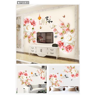 Decal dán tường Hoa hồng 3D