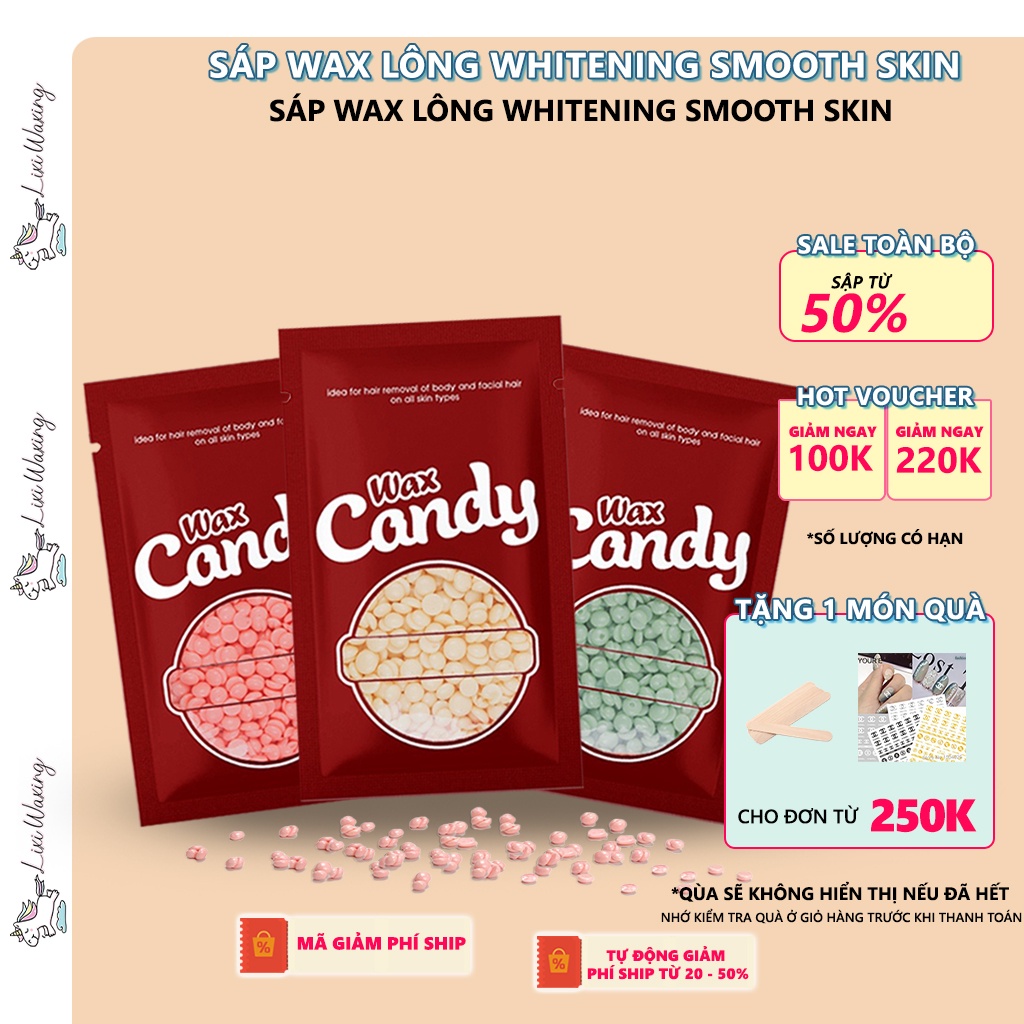 Sáp wax lông nóng hard wax bean hạt wax nóng màu sắc túi 100g CANDYWAX