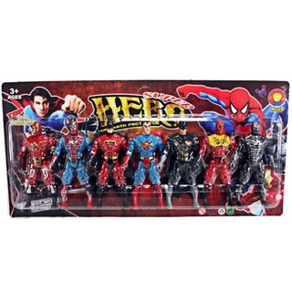 Hộp 7 Siêu Nhân. Siêu Nhân, Người Nhện, Người Dơi, Người Sắt, Đội Trưởng Mỹ,... Đồ Chơi Cho Bé